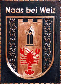 Kupferbild   Gemeindewappen   Wappen Gemeinde  Naas bei Weiz      steiermark                                                               jedes Bild ein "Unikat"
 Kupferrelief  Handarbeit