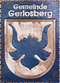                                                                    Gemeindewappen                            Gemeinde Gerlosberg Tirol                                                                                                                      jedes Bild ein "Unikat"
 Kupferrelief  Handarbeit