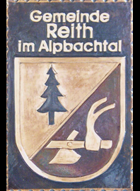                                                                    
Gemeindewappen                          Gemeinde Reith im Alpbachtal        
                    
 Bezirk    Kufstein  Tirol 
                                                 
                                                                  jedes Bild ein "Unikat"
 Kupferrelief  Handarbeit
