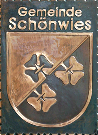                                                                    
Gemeindewappen                            Gemeinde Schönwies                   
        
 Bezirk Landeck Tirol                                                    
                                                                   jedes Bild ein "Unikat"
 Kupferrelief  Handarbeit
