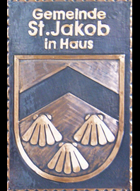                                                                    
Gemeindewappen                            Gemeinde Sankt Jakob in Haus                  
        
 Bezirk Kitzbühel Tirol                                                    
                                                                   jedes Bild ein "Unikat"
 Kupferrelief  Handarbeit