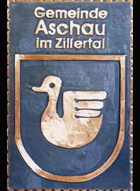                                                                    Gemeindewappen                   Gemeinde Aschau im Zillertal Tirol                                                                                                                      jedes Bild ein "Unikat"
 Kupferrelief  Handarbeit