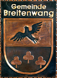                                                                    Gemeindewappen                            Gemeinde Breitenwang Tirol                                                                                                                      jedes Bild ein "Unikat"
 Kupferrelief  Handarbeit