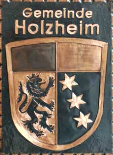                             
	                                     
	      Gemeindewappen Kupferbild                        Holzheim Schwaben                          
	   Landkreis  	Donau-Ries                                                                           
	   jedes Bild ein " Unikat "
 Kupferrelief  Handarbeit  