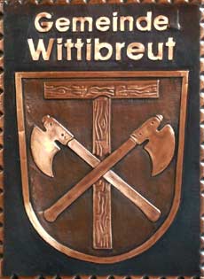                             
	                                     
	      Gemeindewappen Kupferbild                   Wittibreut Niederbayern                       
	   Landkreis  	Rottal-Inn.                                                                            
	   jedes Bild ein " Unikat "
 Kupferrelief  Handarbeit  