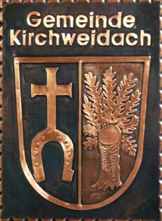                             
	                                     
	      Gemeindewappen Kupferbild                   Kirchweidach Oberbayern                      
	   Landkreis  	Altötting                                                                           
	   jedes Bild ein " Unikat "
 Kupferrelief  Handarbeit  