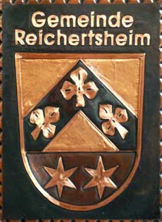                             
	                                     
	      Gemeindewappen Kupferbild                   Reichertsheim Oberbayern                 
	   Landkreis  	Mühldorf am Inn                                                                                  
	   jedes Bild ein " Unikat "
 Kupferrelief  Handarbeit  